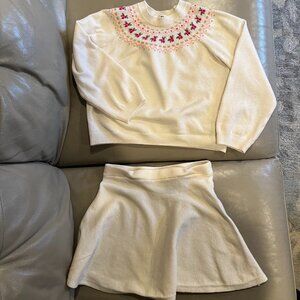H&M Girls Sweater & Skirt Set Floral Knit Outfit Size 5T